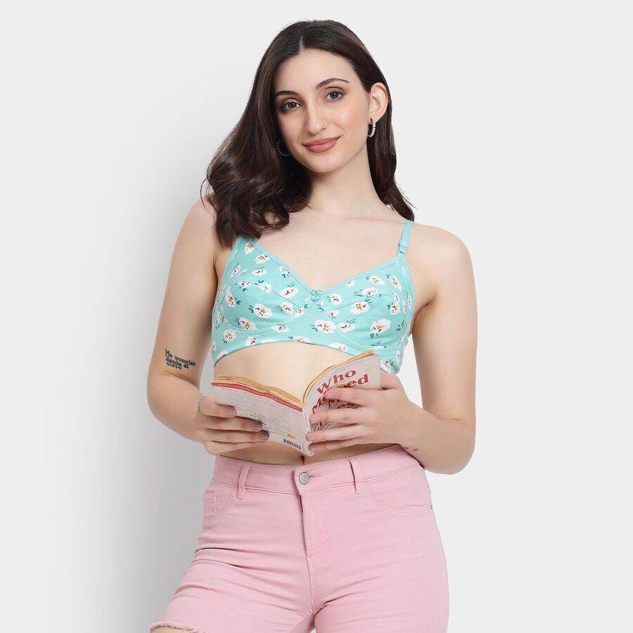 Ladies' 100% Cotton Bra , Light Green, large image number null