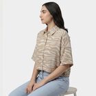 Women's Beige Classic Collar Classic Shirt, Beige, small