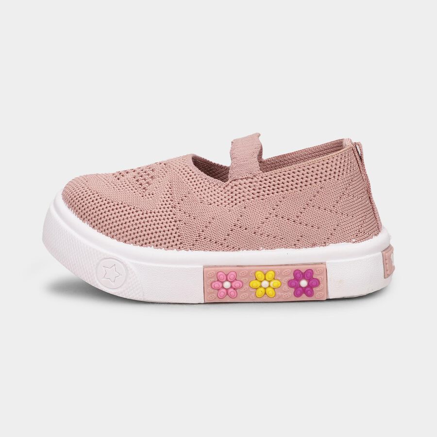 Girls Soft Dusty Pink Slip-On Casual Shoes, Peach, large image number null