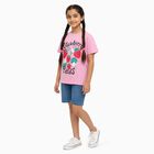Girls Bright Pink Cotton Round Neck Casual T-Shirt, गुलाबी, small