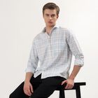 Men's Light Blue Cotton Spread Collar Casual Shirt, Light Blue, small