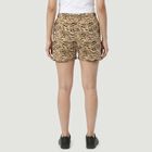 Women's Beige Regular Fit Animal Print Shorts, गहरा पीला, small