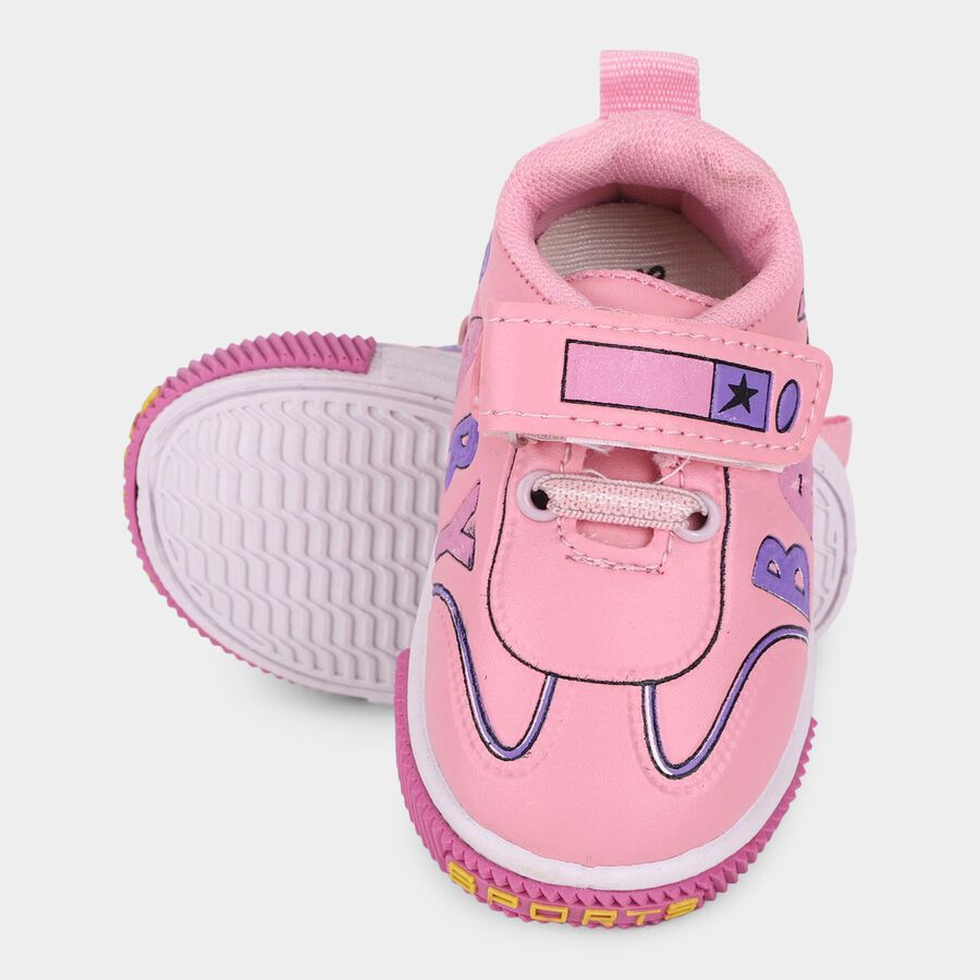 Girls Bright Bubblegum Pink Velcro Strap Casual Shoes, गुलाबी, large image number null