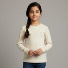 Girls Light Beige Round Neck Thermal Upper, Beige, small image number null