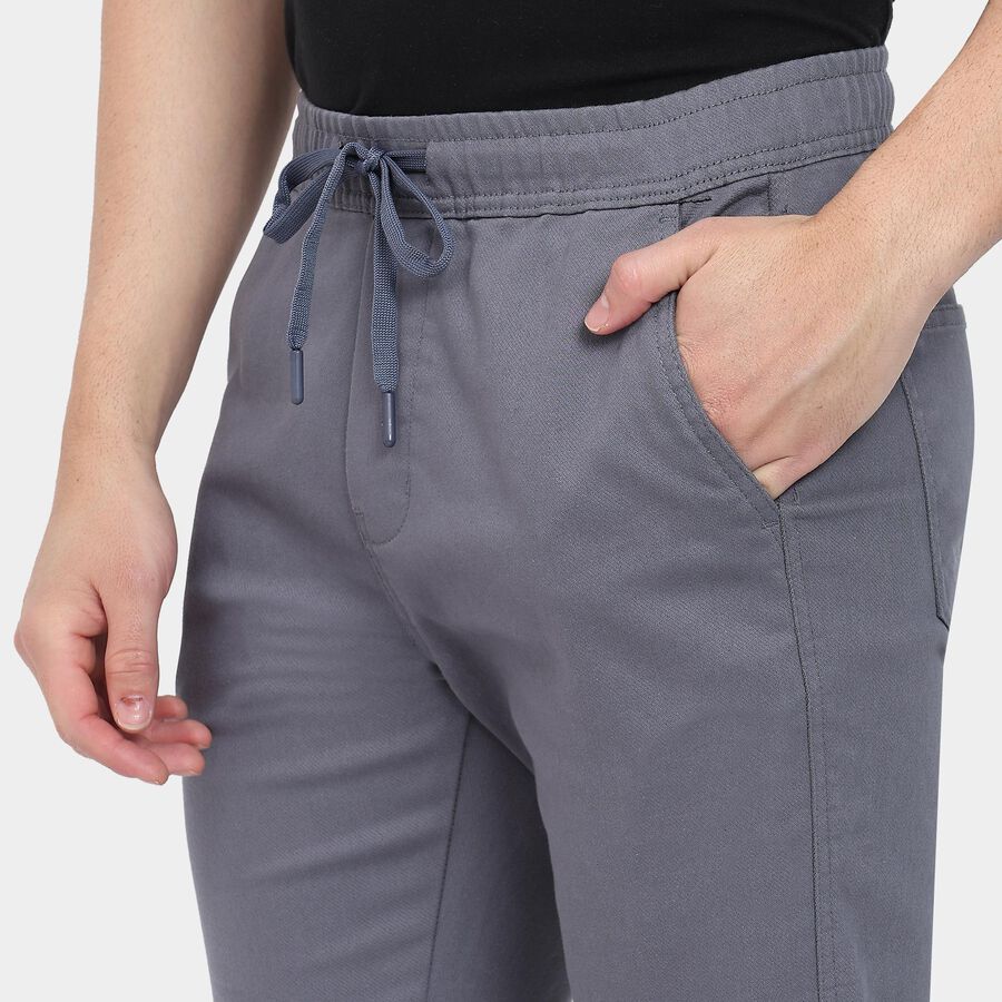 Men's Slim Fit Casual Trousers, मध्यम नीला, large