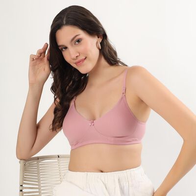 Women's Soft Pink Cotton Wire-Free Everyday Bra