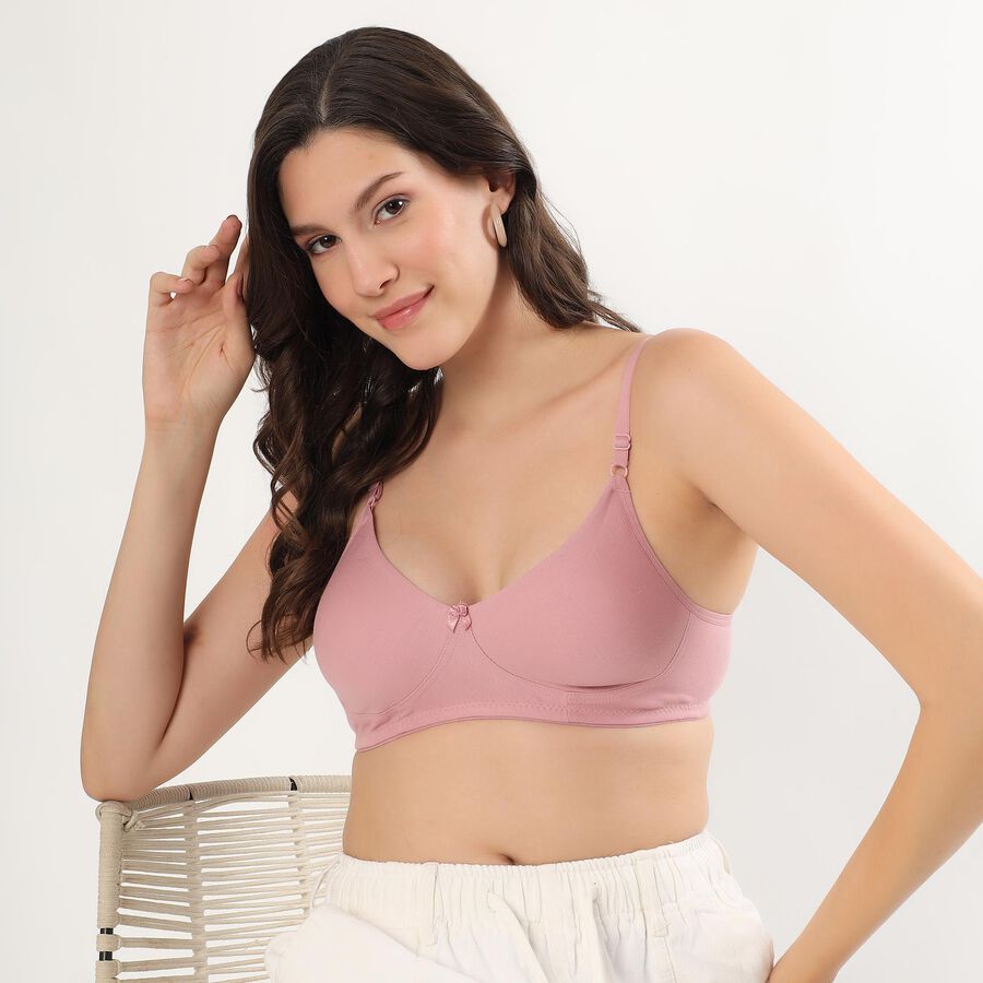 Women's Soft Pink Cotton Wire-Free Everyday Bra, Light Pink, large