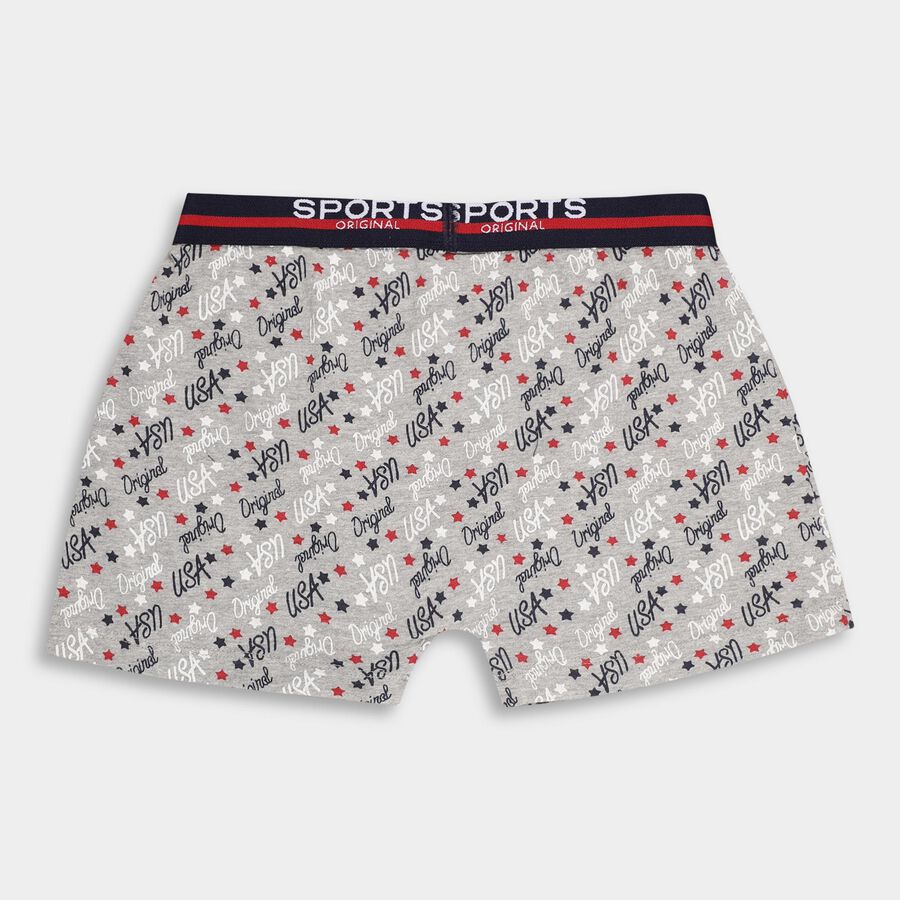 Boys Light Heather Grey Regular Fit Printed Briefs, मिश्रित मध्यम ग्रे, large