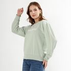 Women's Light Sage Green Crew Neck Casual Sweatshirt, हल्का हरा, small image number null