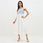 Women's Bright White Cotton Sleeveless Empire Dress, हल्का नीला, small image number null