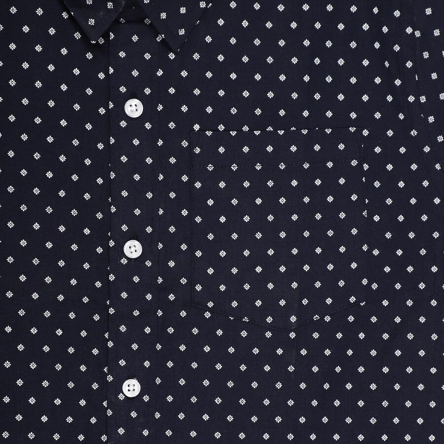 Boys' Deep Midnight Navy Blue Cotton Classic Casual Shirt, Navy Blue, large image number null
