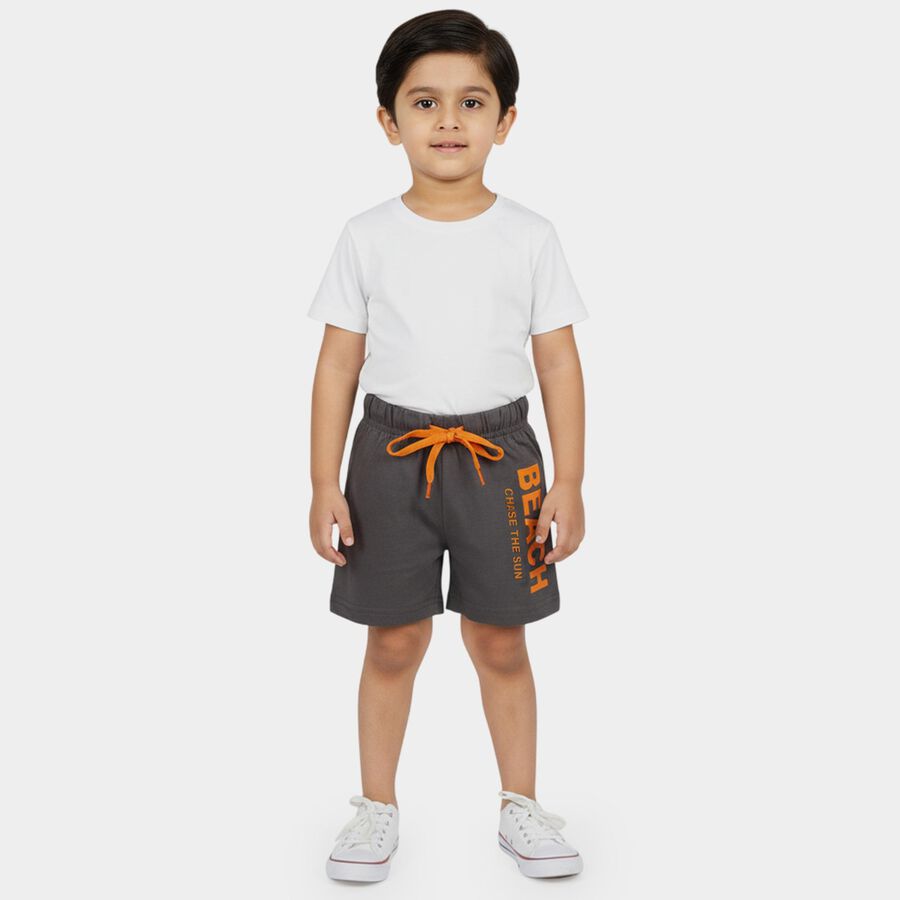Boys Charcoal Regular Fit Printed Bermuda Shorts, Charcoal, large