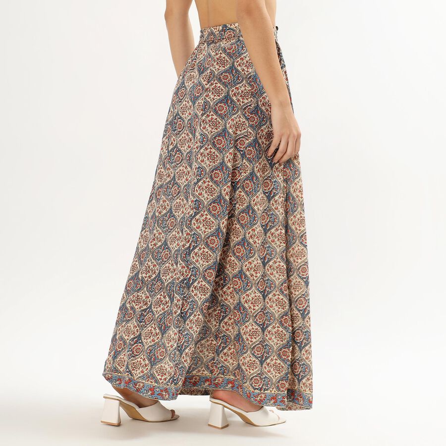 Women's Multicolor Flared Tiered Skirt, Dark Blue, large image number null
