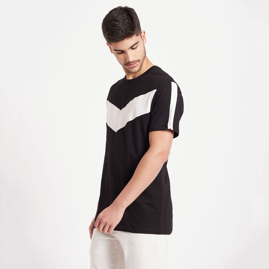 Cotton Round Neck T-Shirt, काला, large image number null