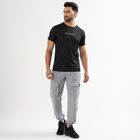 Men's Jet Black Crew Neck Athleisure T-Shirt, Black, small image number null