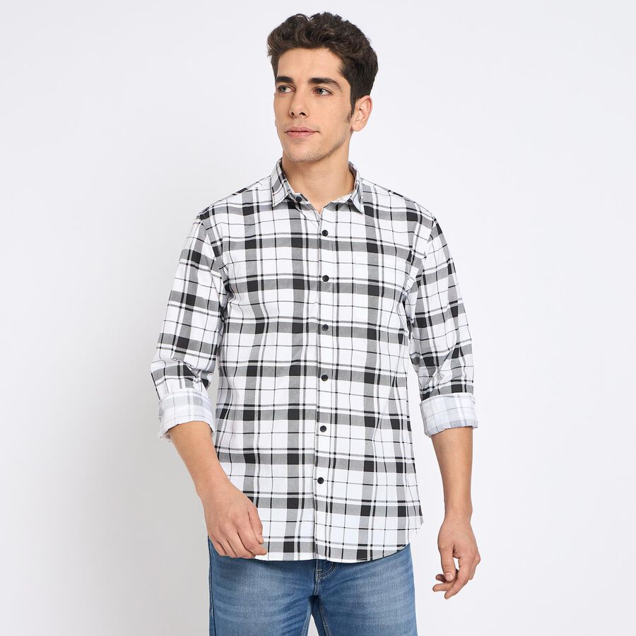 Men's 100% Cotton Casual Shirt , सफ़ेद, large