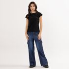Ladies' 100% Cotton Jeans, Dark Blue, small image number null