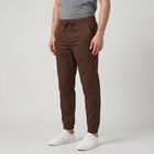Men's Brown Slim Fit Jogger Trousers, भूरा, small