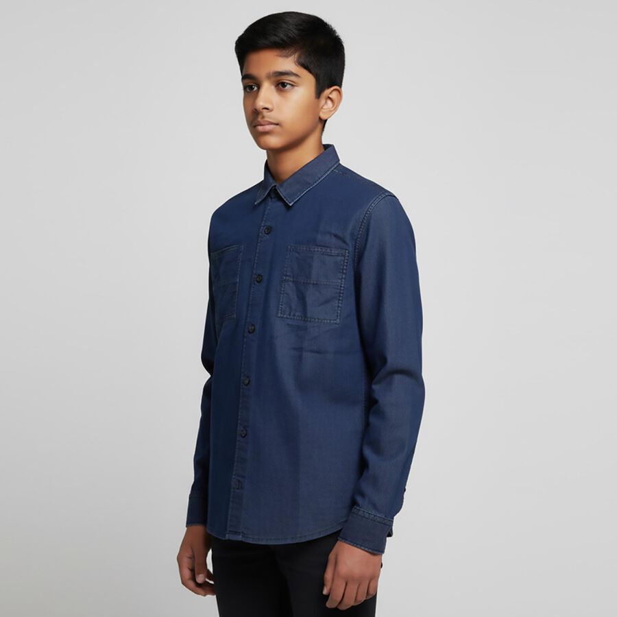 Boys' Casual Shirt, मध्यम नीला, large image number null