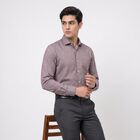 Men's Wine Cotton Blend Long Sleeve Point Collar Regular Fit Formal Shirt, वाइन, small