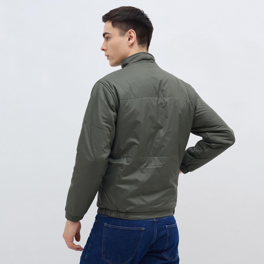 Men's Muted Olive High Neck Casual Jacket, ओलिव, large image number null