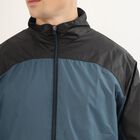 Men's Muted Steel Blue and Jet Black High Neck Casual Jacket, टील ब्लू, small image number null