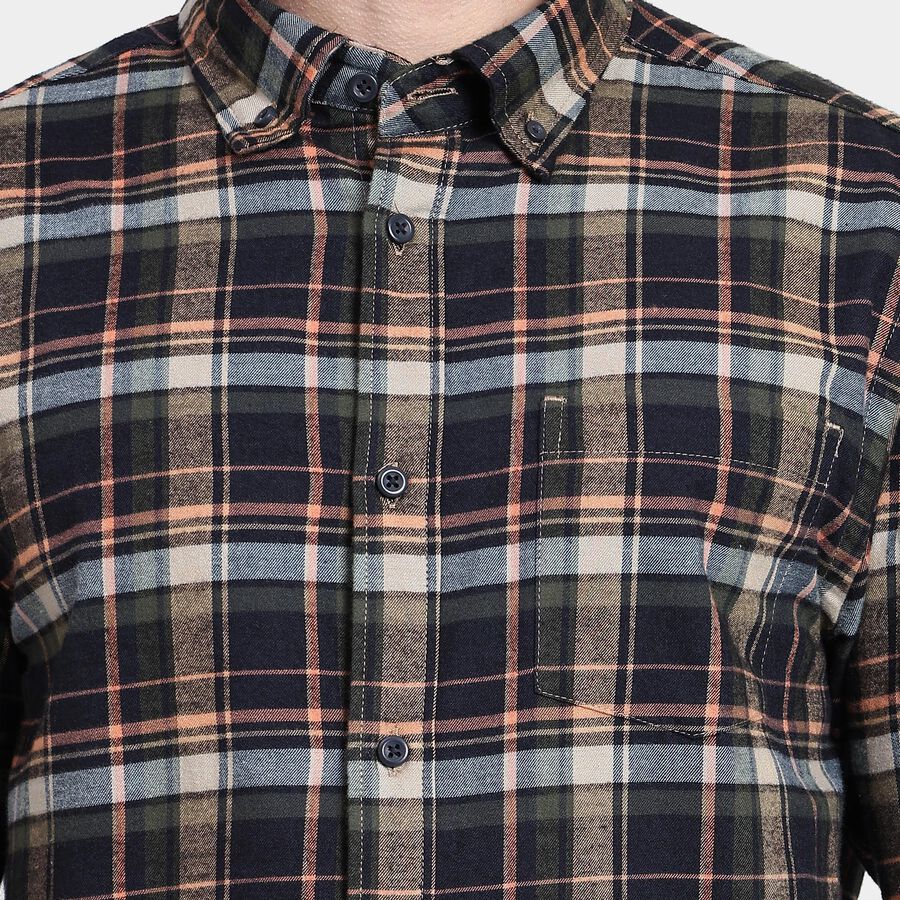 Men's 100% Cotton Casual Shirt, Dark Green, large image number null