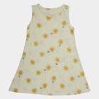 Girls' Yellow A-Line Sun Printed Sleeveless Frock, Yellow, small
