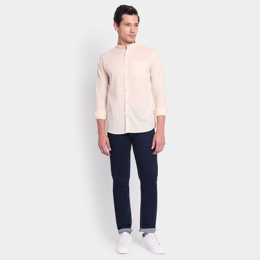 Men's100% Cotton Casual Shirt, Beige, large image number null