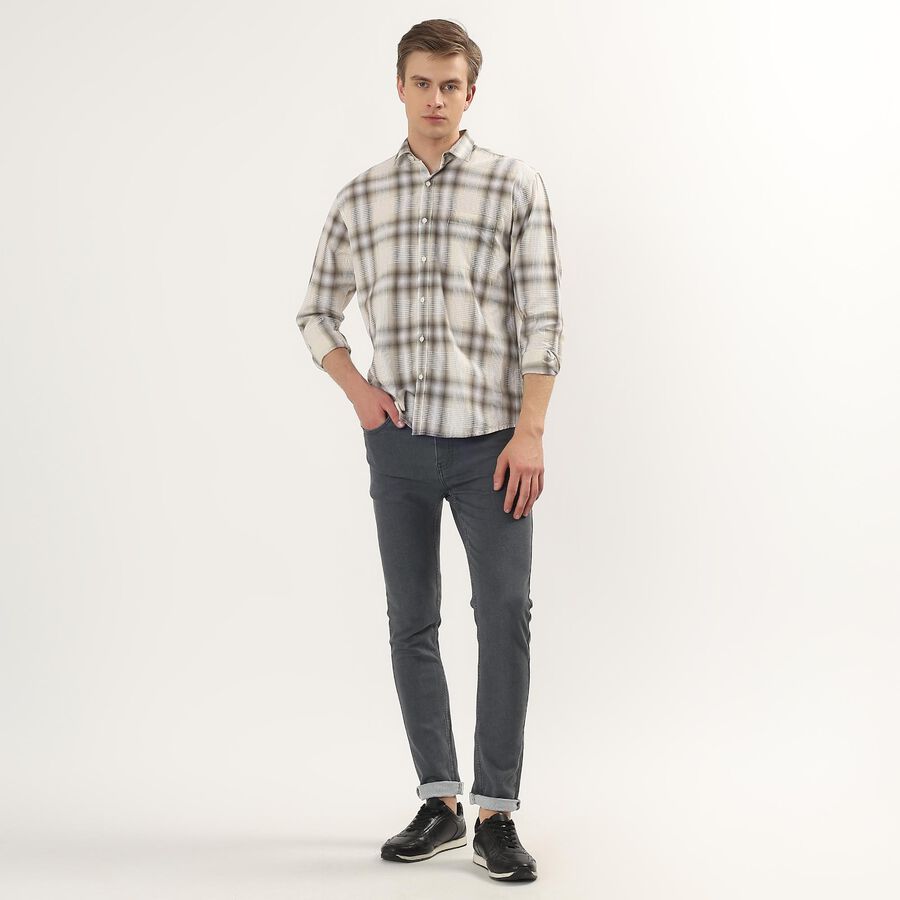 Men's Light Green Cotton Spread Collar Casual Shirt, हल्का हरा, large