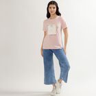Women's Light Pink Cotton Round Neck Floral Print T-Shirt, Light Pink, small image number null