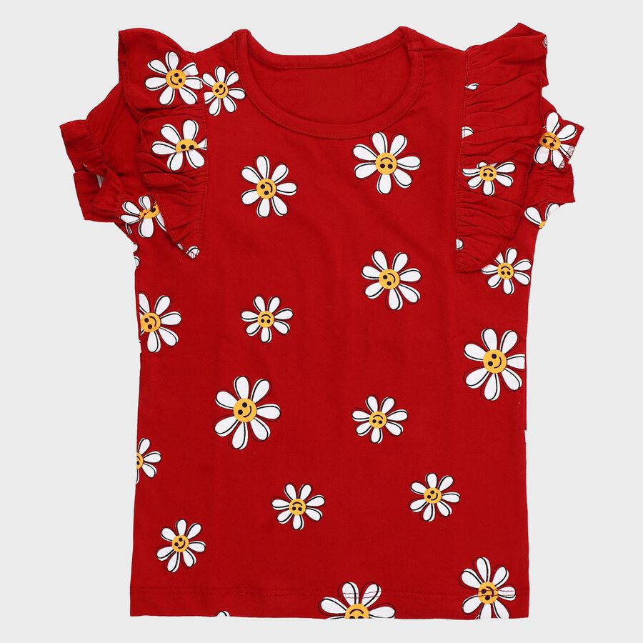 Girls' T-Shirt, लाल, large