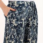 Women's Navy Blue Relaxed Fit Printed Palazzos, ऑफ व्हाइट, small