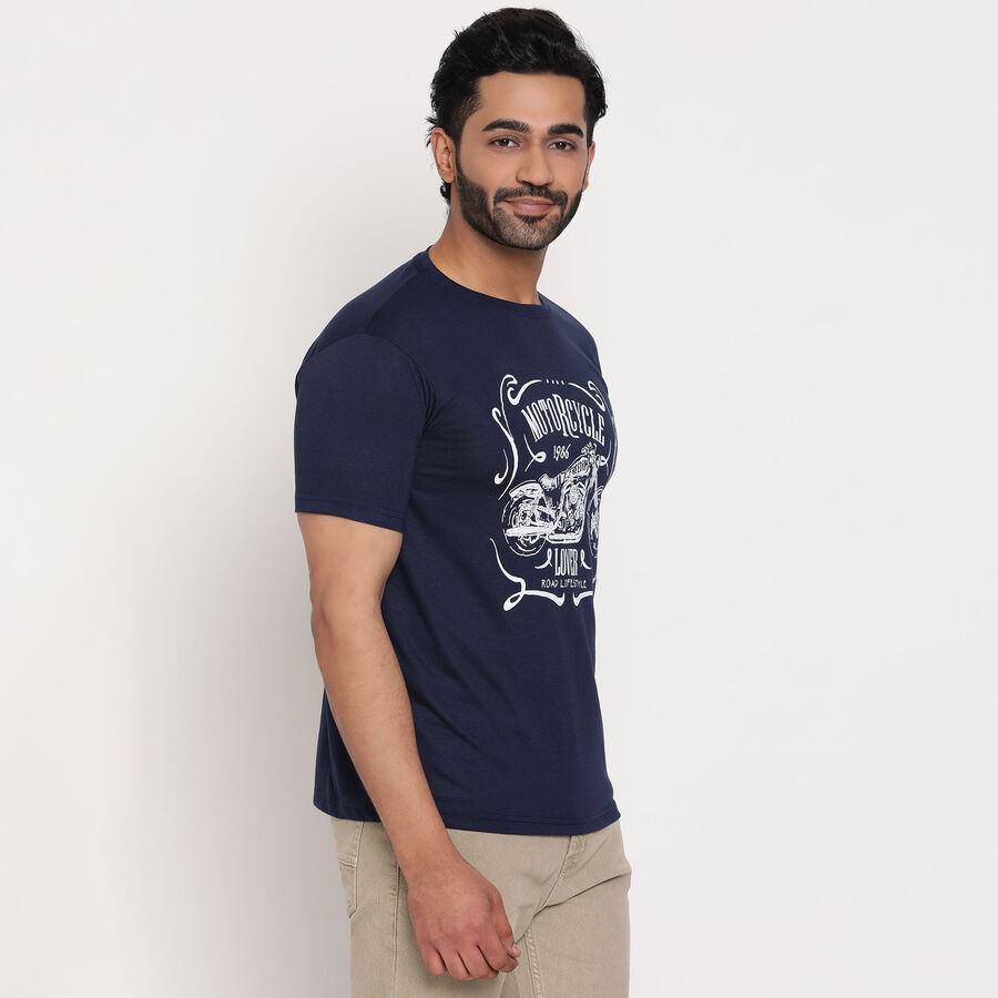 Round Neck T-Shirt, Navy Blue, large image number null