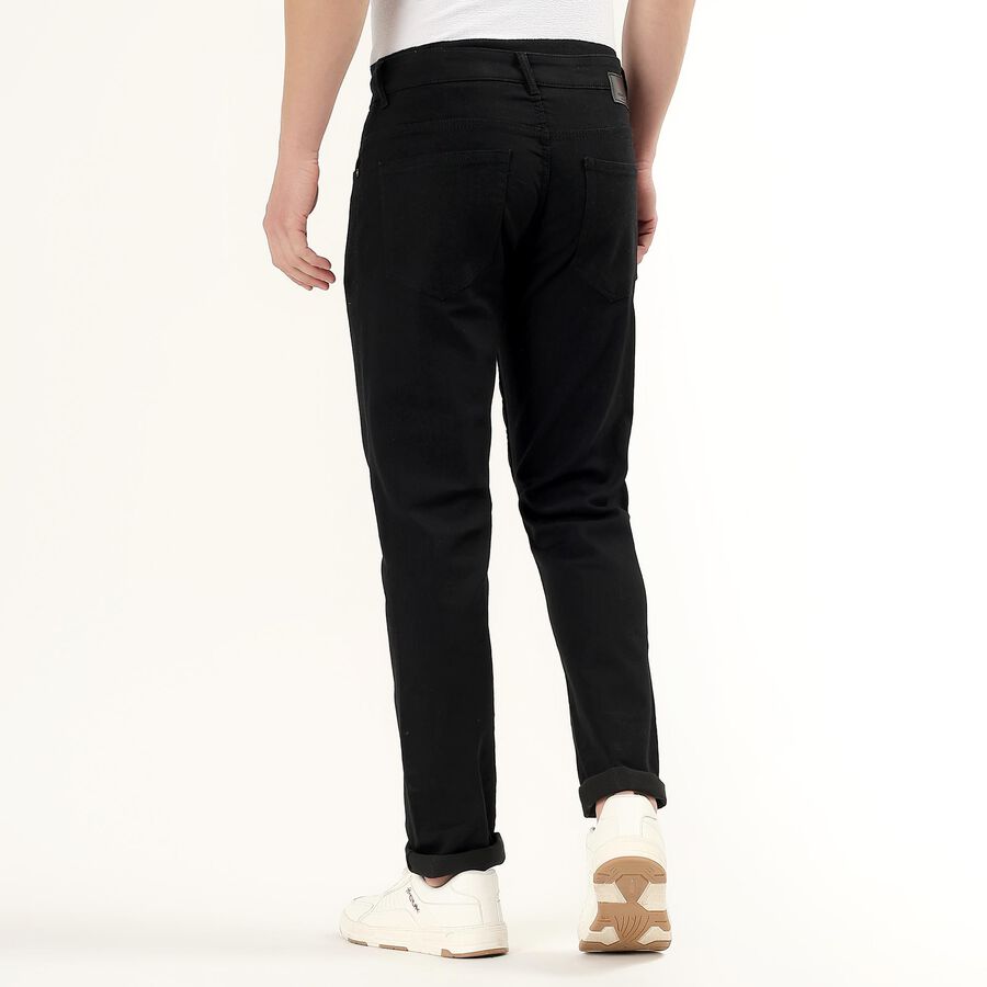 Men's Black Blue Slim Fit Washed Jeans, काला, large