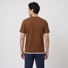 Men's Brown Round Neck Graphic Print Regular T-Shirt, भूरा, small