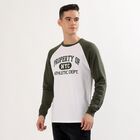 Men's White and Olive Green Crew Neck Casual T-Shirt , Light Green, small image number null