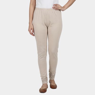 Women's Beige Cotton Blend Classic Fit Churidar