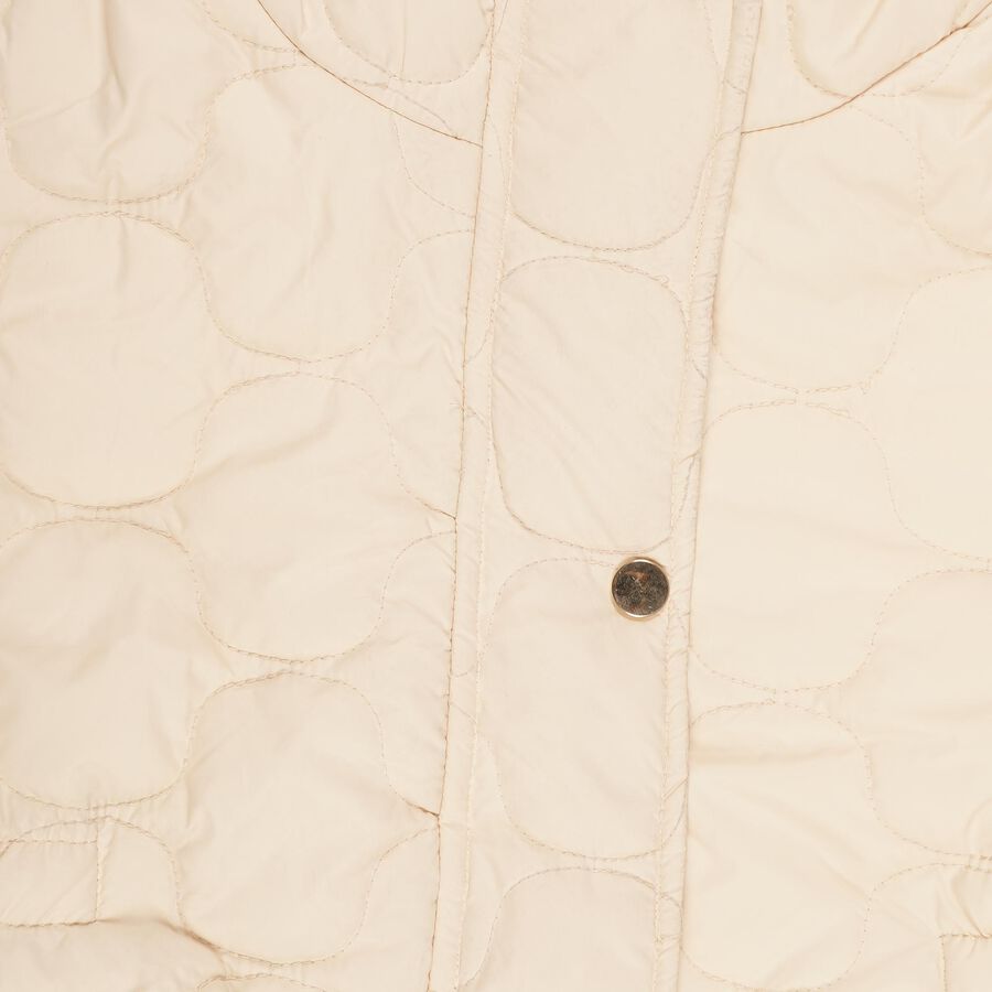Girls Light Beige Hooded Casual Jacket, Beige, large image number null