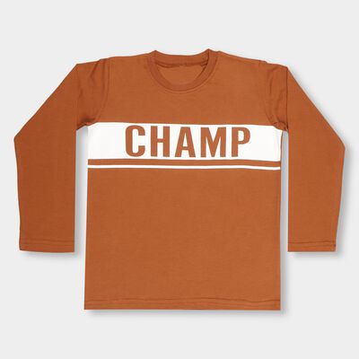 Boys' Rust Orange Crew Neck Casual T-Shirt