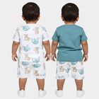 Infants' Teal Cotton Round Neck Graphic Baba Suit, Teal Blue, small