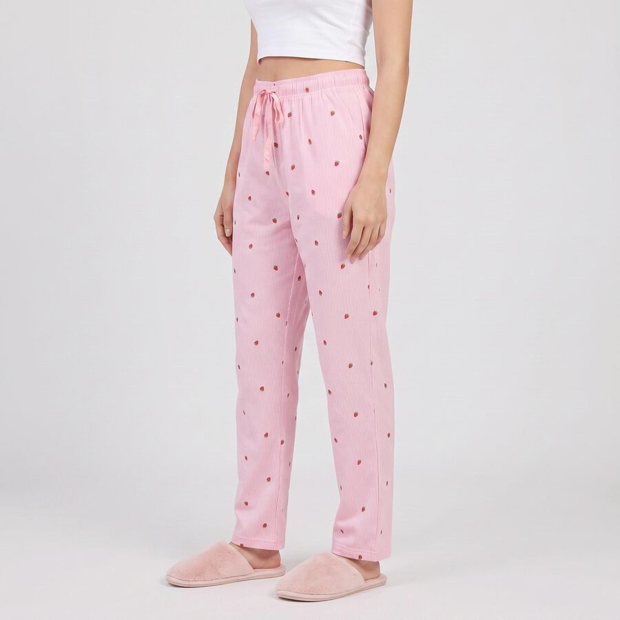 Women's Off White Straight Fit Strawberry Lounge Pyjama, ऑफ व्हाइट, large