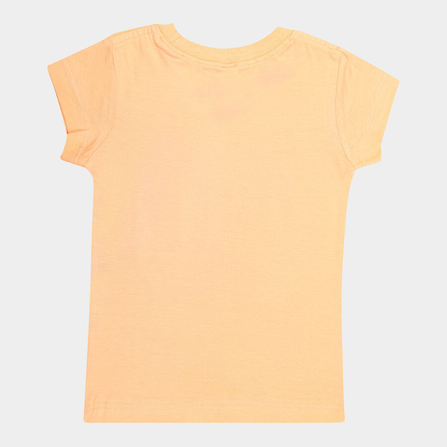 Girls Cotton T-Shirt, Peach, large image number null