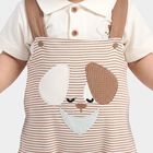 Infants' Beige 100% Cotton Polo Neck Striped Appliqu&eacute; Baba Suit, Beige, small