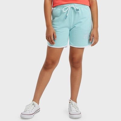 Girls' Aqua Regular Fit Side Stripe Shorts