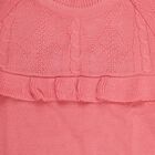 Girls Bright Coral Pink Round Neck Ruffle Sleeve Pullover, Pink, small image number null
