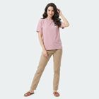 Women's Lilac Cotton Round Neck Regular T-Shirt, लाइलेक, small