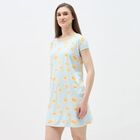 Women's Rich Eggshell White Sleeveless Casual Nighty, हल्का नीला, small