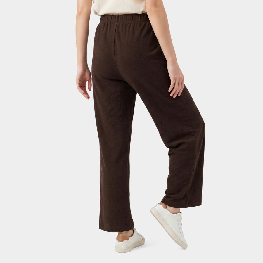 Ladies Brown Relaxed Fit Elastic Waist Harem Pants, Brown, large