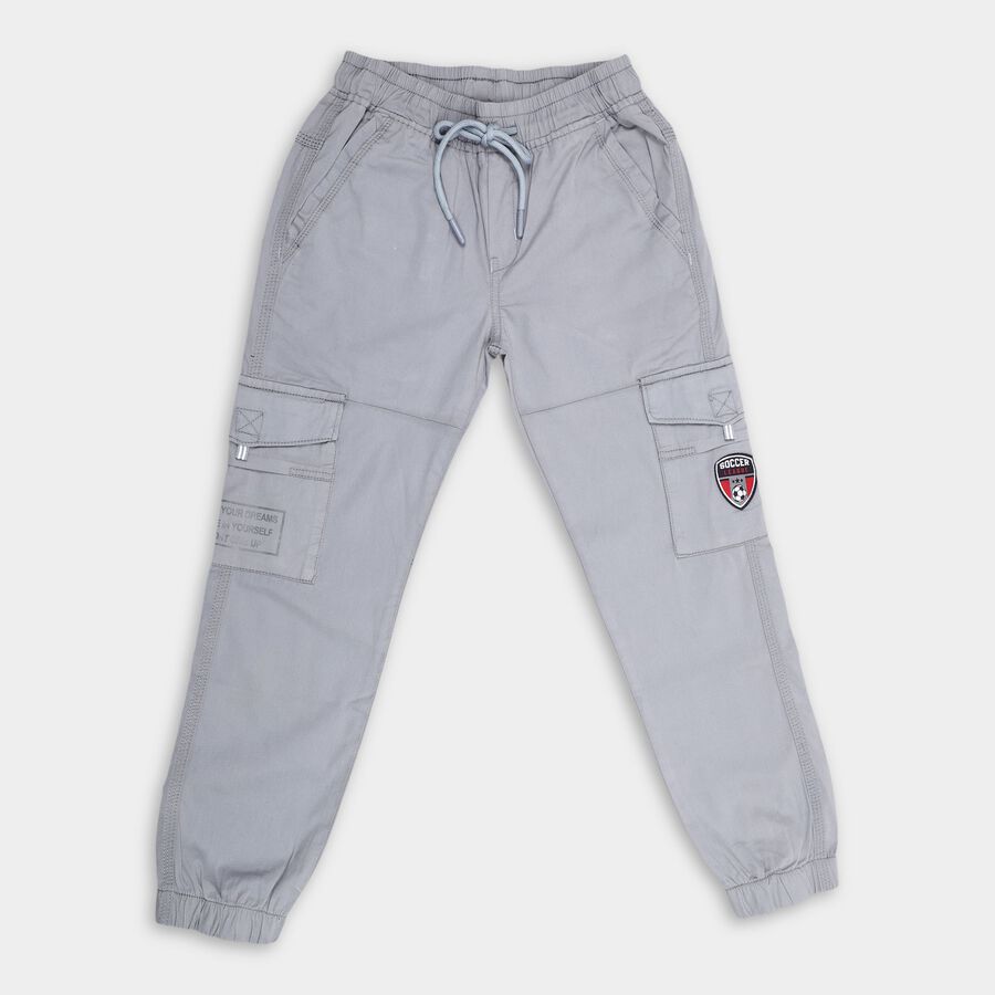 Boys' 100% Cotton Trousers, हल्का ग्रे, large image number null